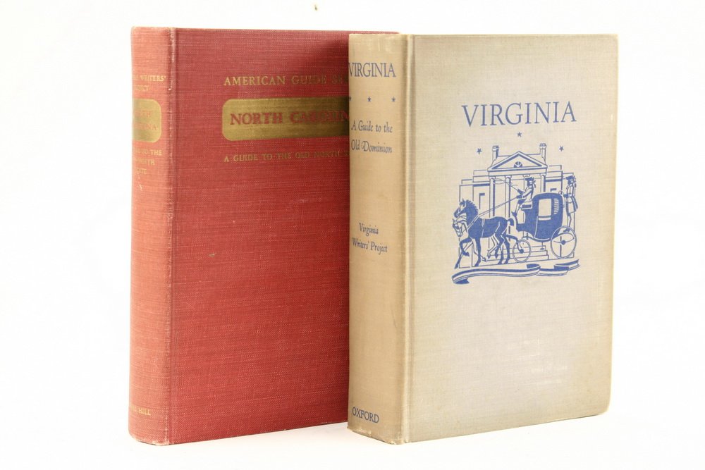 TWO BOOKS - WPA State Guides, including North Carolina,: TWO BOOKS - WPA State Guides, including North Carolina, 1944, 2nd ed. & Virginia, 1940, 1st ed. Both good condition, no dust jackets.