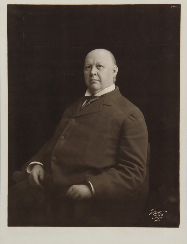 PORTRAIT PHOTOGRAPH - Sepia Tone Studio Portrait of: PORTRAIT PHOTOGRAPH - Sepia Tone Studio Portrait of Thomas Brackett Reed, 1839- 1902, U.S. Representative from Maine, and Speaker of the U.S. House of Representatives. Longfellow Gallery Portland, Mai
