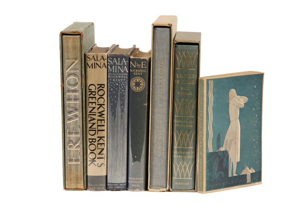 (8) ROCKWELL KENT ILLUSTRATED BOOKS - Including:: (8) ROCKWELL KENT ILLUSTRATED BOOKS - Including: "Erewhon" by Samuel Butler, Limited Editions Club, Pynson Printers, New York, 1934, in orig slipcase; PLUS "Salamina, Rockwell Kent's Greenland Book", 