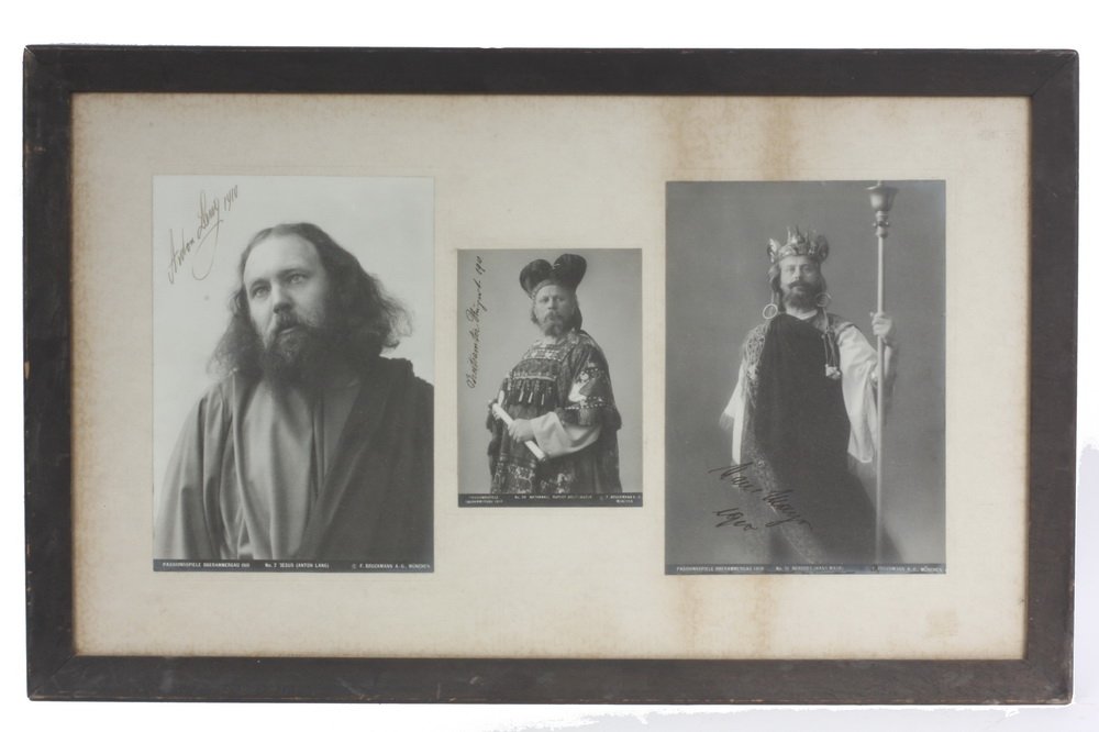 AUTOGRAPHED 1910 OBERAMMERGAU OPERA PHOTOS - Portrait: AUTOGRAPHED 1910 OBERAMMERGAU OPERA PHOTOS - Portrait Photos of the three Lead Singers in the 1910 Oberammergau Passion Play, including Anton Lang as Jesus, Hans Mayr as Herodes and Rupert Breitsamter