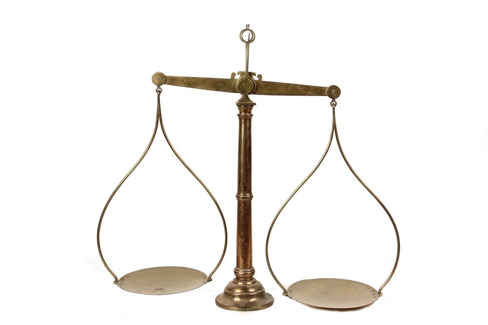 EARLY PHILADELPHIA SCALE - Solid Brass Balance Beam: EARLY PHILADELPHIA SCALE - Solid Brass Balance Beam Scale by Henry Troemner, Philadelphia, marked on the edge of the capital of the column. The company was established by Troemner, a German immigrant,