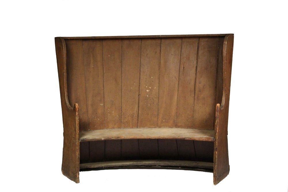 18TH C CONCAVE HIGH SETTLE BENCH -Rare Form Settle in (1 of 4)