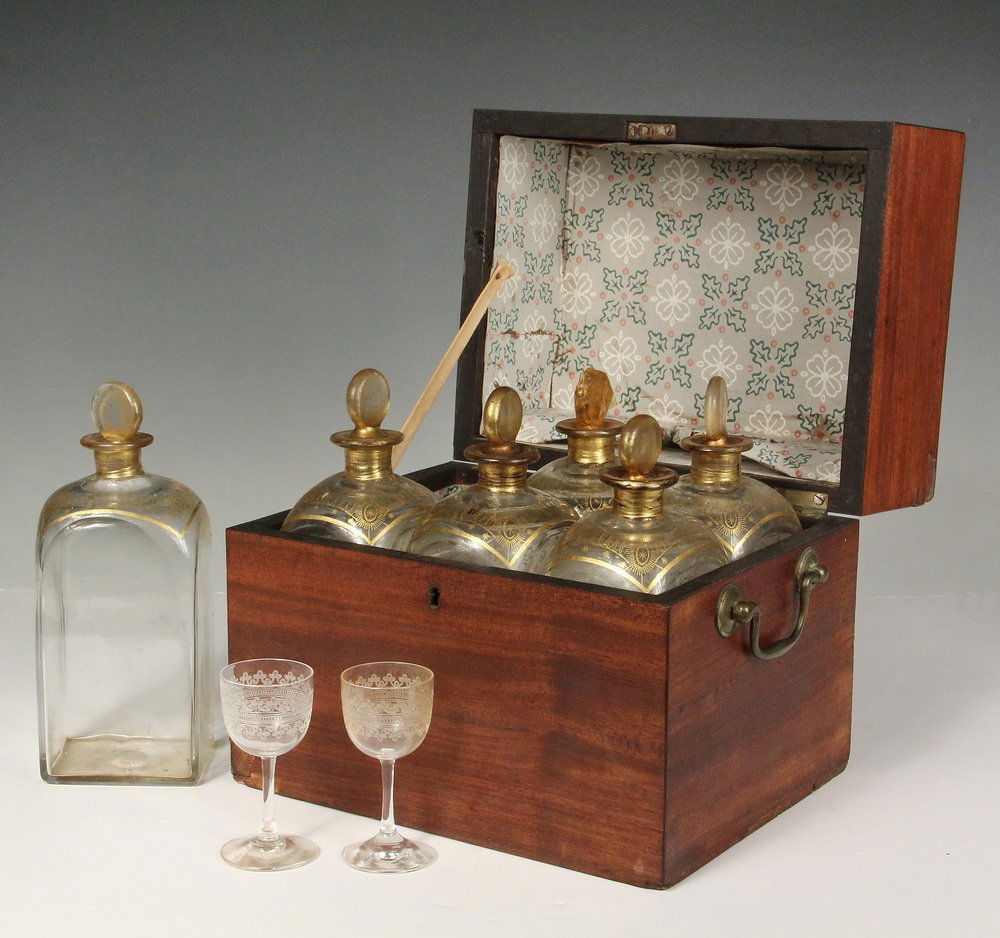 ENGLISH CASED DECANTER SET - Ship's Captain or (1 of 4)