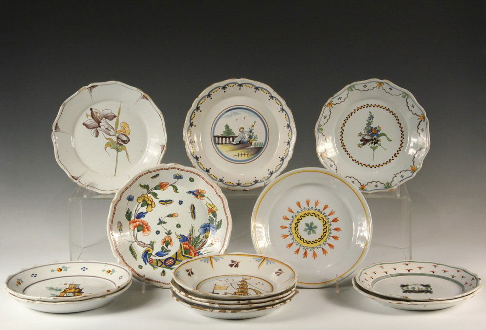 (13) FAIENCE DINNER PLATES - 18th/19th c. French Tin (1 of 4)
