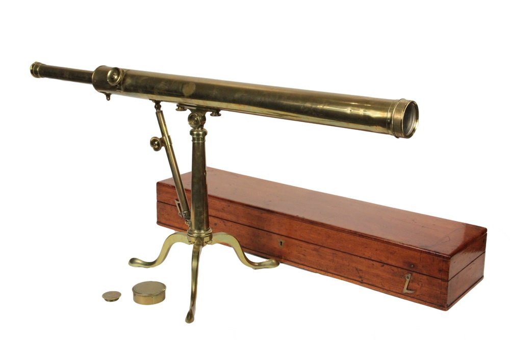 CASED ENGLISH LIBRARY TELESCOPE - Unmarked 19th c. (1 of 7)