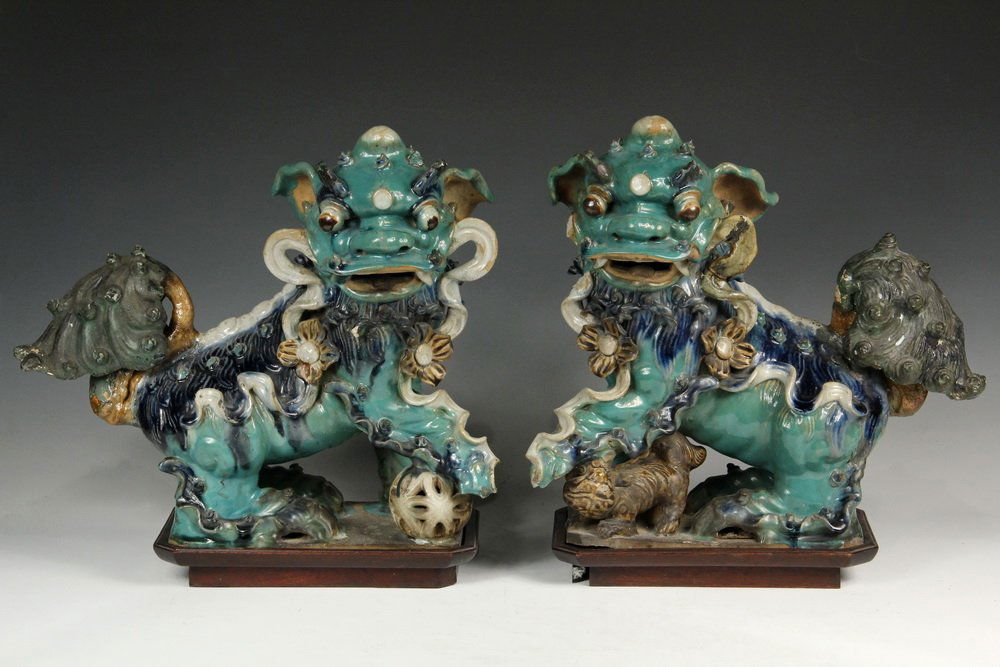 PAIR OF CHINESE ROOF TILE FINIALS - Ming Dynasty Glazed (1 of 9)