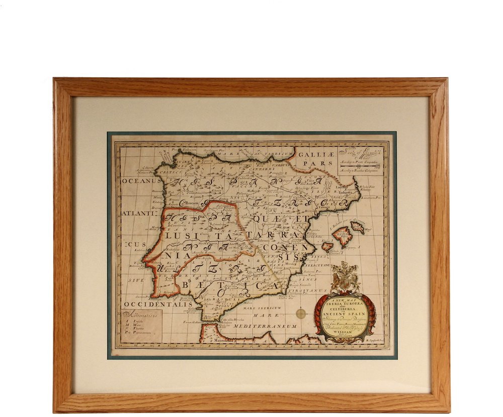 EARLY MAP - "A New Map of Iberia Europaea alias: EARLY MAP - "A New Map of Iberia Europaea alias Celtiberia or Ancient Spain. Shewing its Principal Divisions and Cheife Cities, Towns, Rivers, Mountains, &c. Dedicated to His Highness, William, Duke o