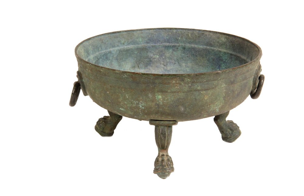 ROMAN BRONZE VESSEL - Meduim Sized Deep Footed Bowl (1 of 4)