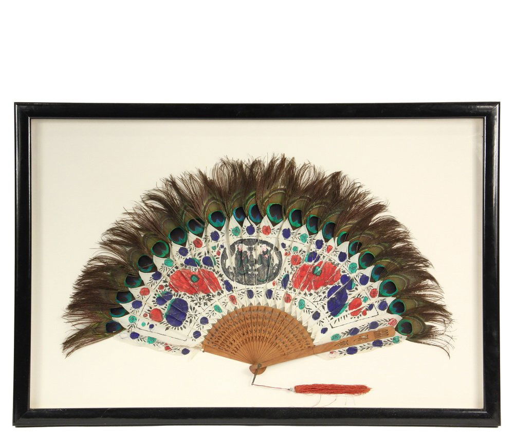 FRAMED CHINESE FAN - 19th c. Chinese Folding Hand Fan (1 of 2)