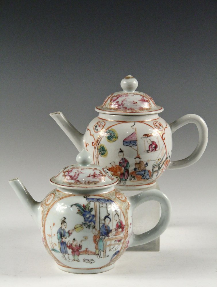 (2) CHINESE EXPORT TEAPOTS - Late 18th c. Mandarin (1 of 5)