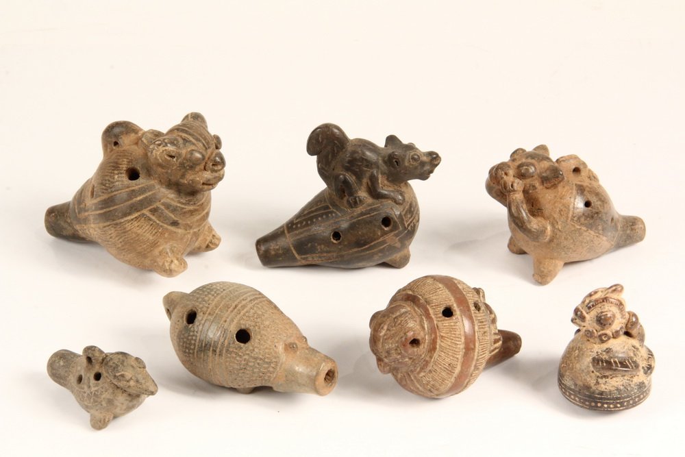 (7) PRE-COLUMBIAN POTTERY OCARINAS - Zoomorphic (1 of 4)