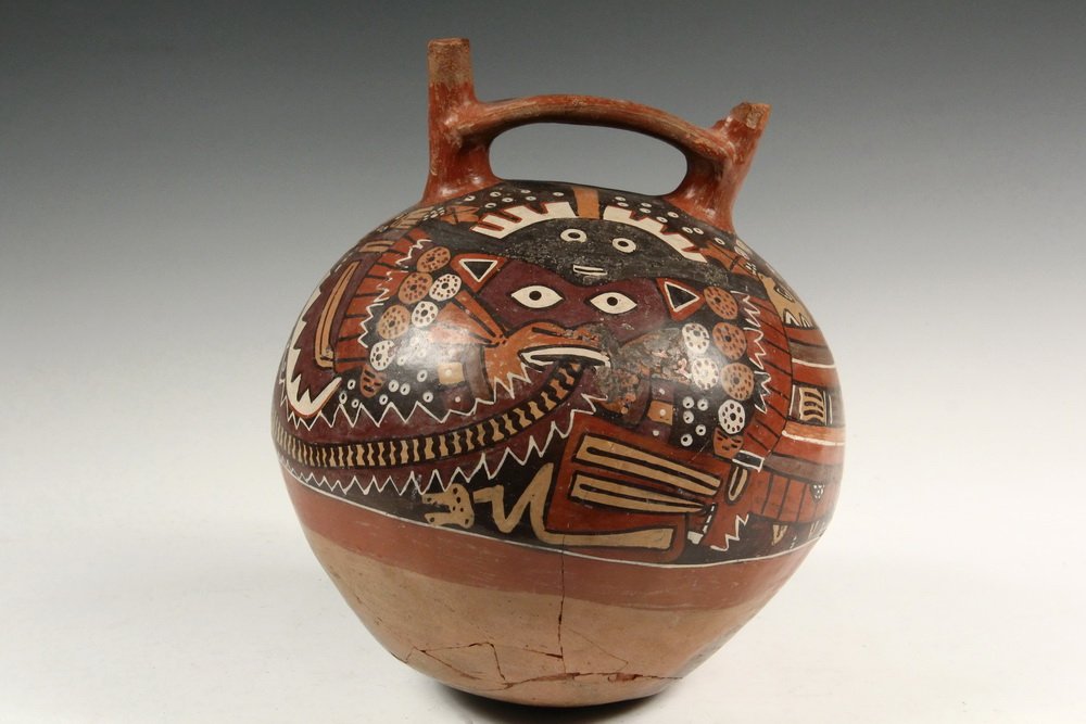 PRE-COLUMBIAN POTTERY VESSEL - Nazca, Peru, painted (1 of 7)
