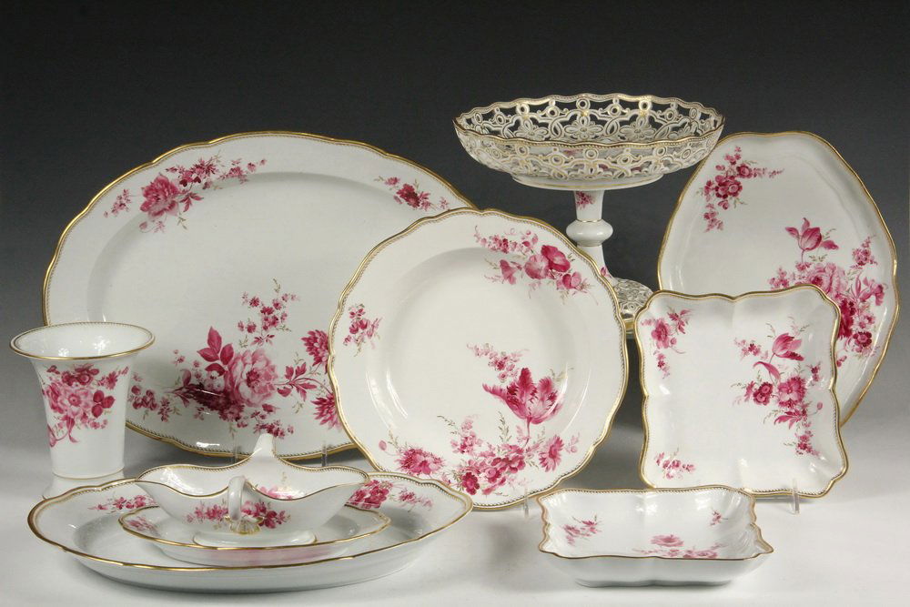 (65 PC SET) MEISSEN CHINA - Service for Eight, Puce and (1 of 4)