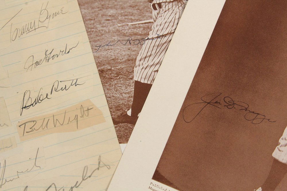 COLLECTION OF BASEBALL AUTOGRAPHS w/ RUTH & DIMAGGIO - (1 of 7)