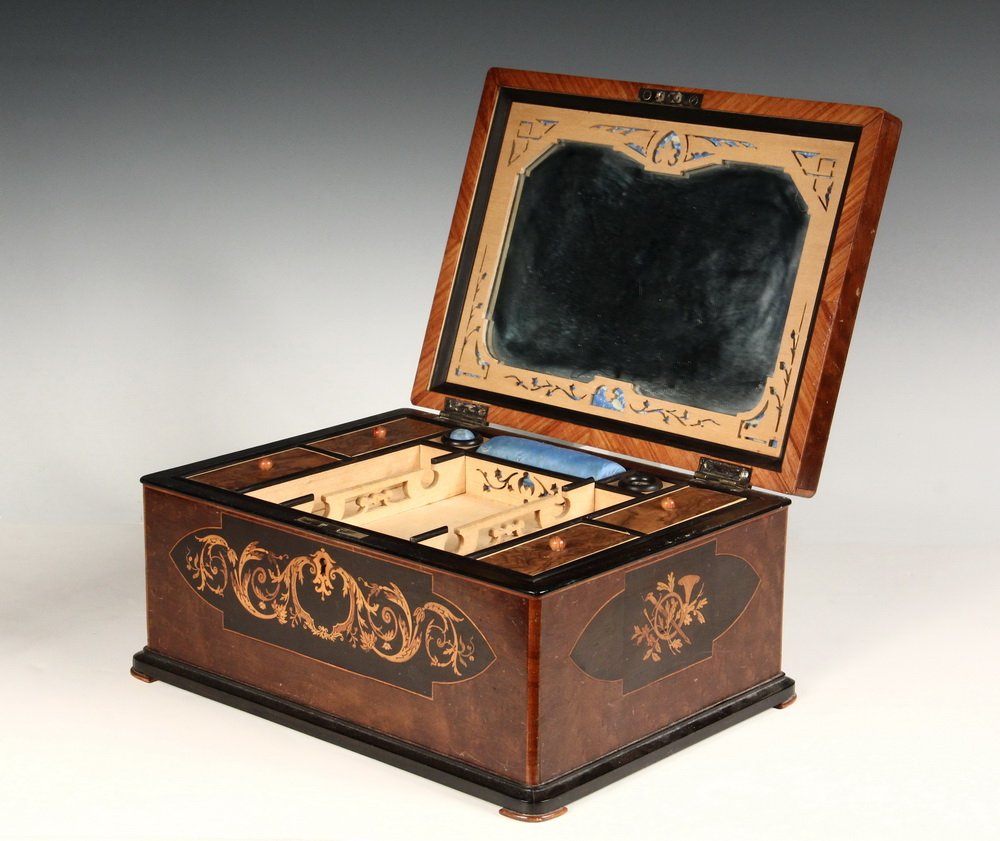 LADY'S JEWELRY BOX - Continental Fancy Inlaid Box in (1 of 4)