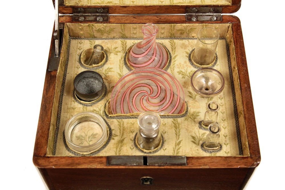 CASED FRENCH PERFUME SET - (10 pc) Venetian Glass (1 of 5)