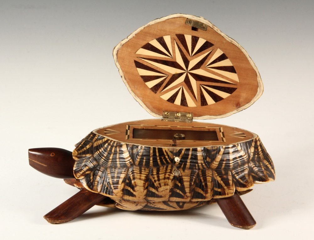 TORTOISE FORM TEA CADDY - Anglo-Indian Caddy made up (1 of 4)