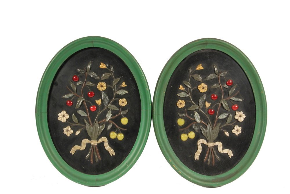 PAIR OF PIETRA DURA ARCHITECTURAL PANELS - 19th c. (1 of 2)