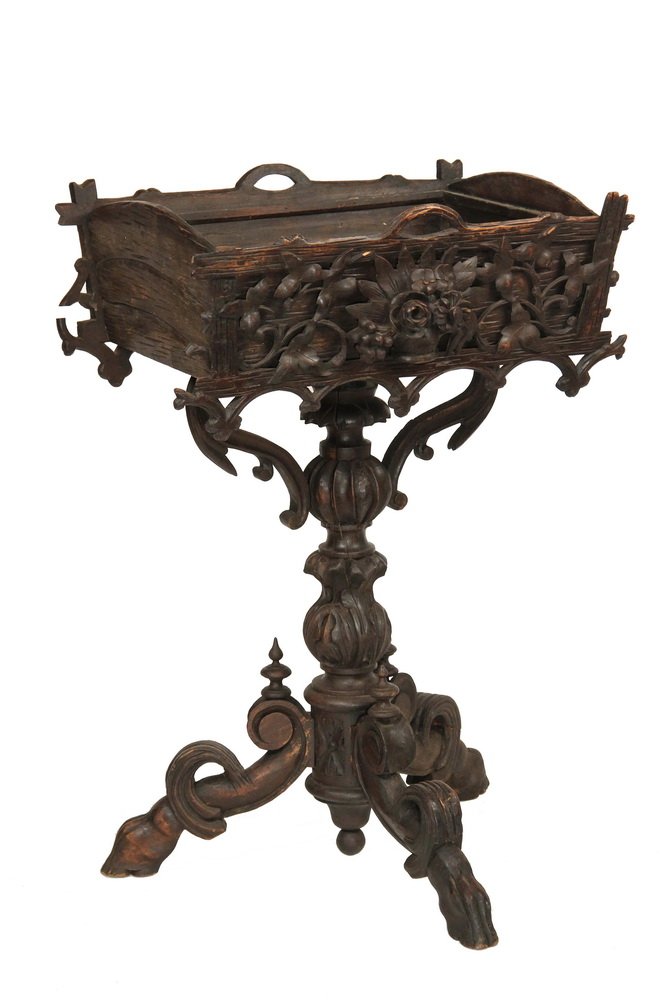 BLACK FOREST PLANTER - German Carved Walnut Planter (1 of 5)