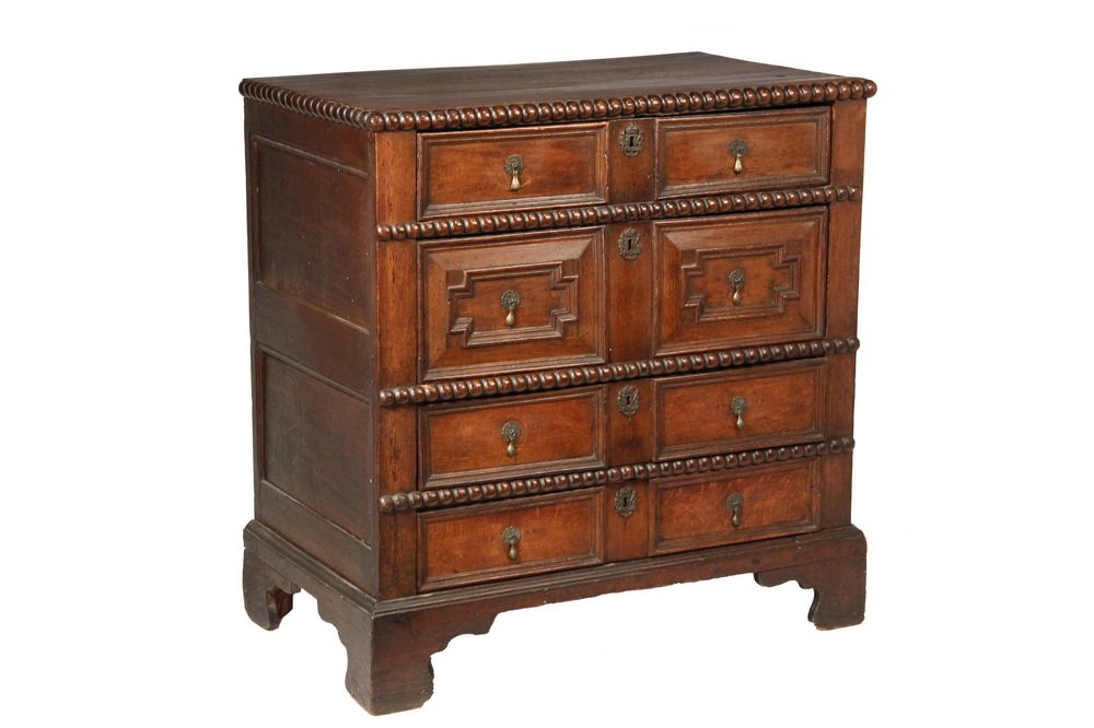 JACOBEAN STYLE CHEST OF DRAWERS - 19th c. English Oak (1 of 6)