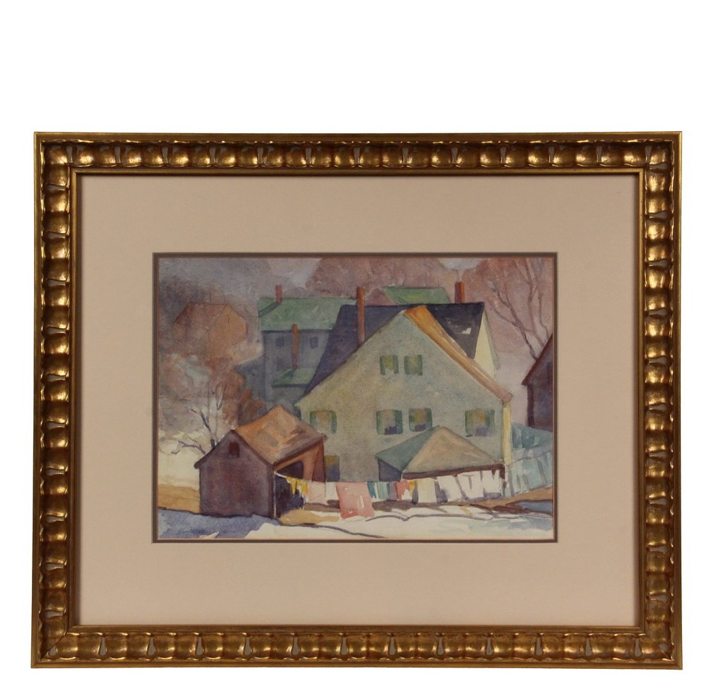 ELWYN GEORGE GOWEN (MA/ME, 1895-1954) - "Washday", (1 of 3)