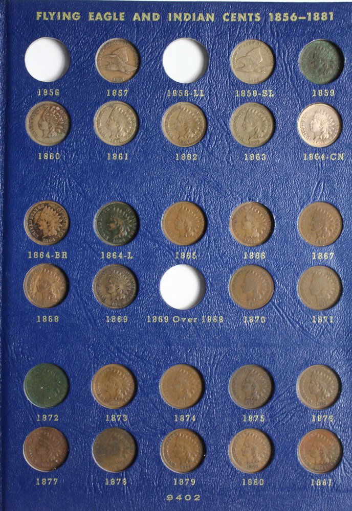 COINS - Set of Indian Head Cents, complete except for (1 of 10)