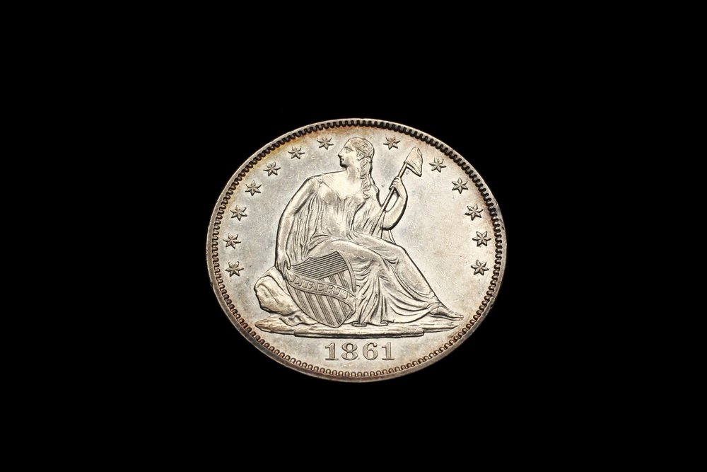 COIN - (1) 1861 Liberty Seated Half Dollar. Very CH (1 of 2)