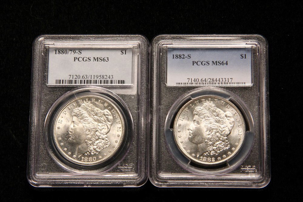 COINS - (1) 1880/79-S Morgan Dollar PCGS MS-63; (1) (1 of 2)