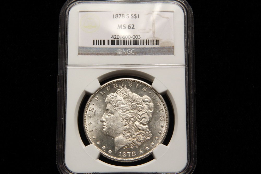 COIN - (1) 1878-S Morgan Dollar, NGC MS 62. (1 of 3)