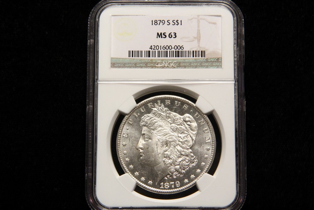 COIN - (1) 1879-S Morgan Dollar, NGC MS 63. (1 of 3)