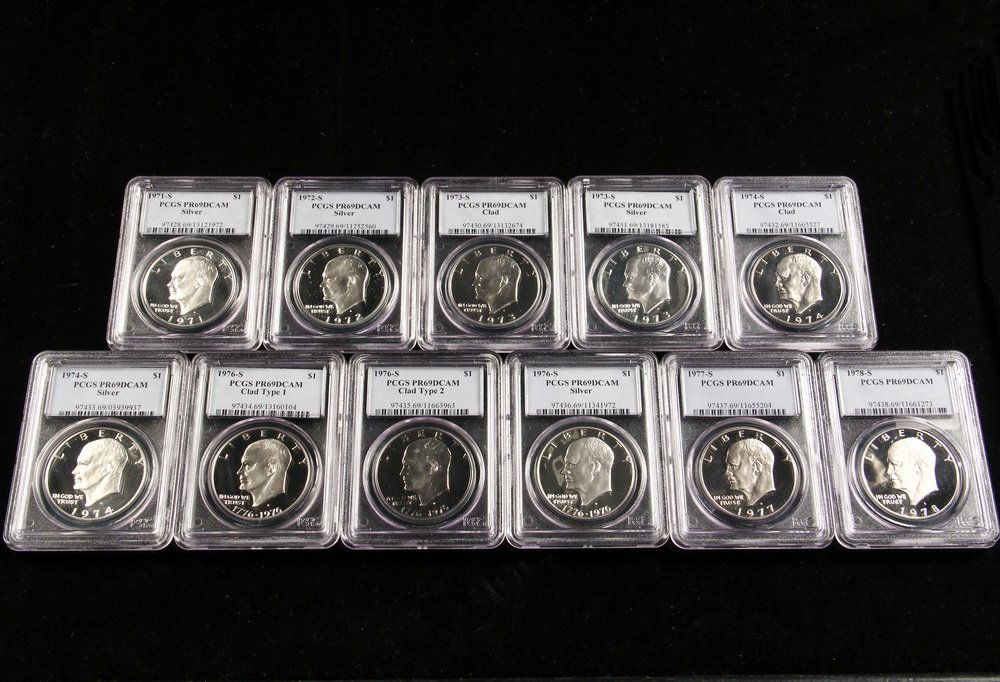 COINS - (11) Eisenhower Dollars include: 1971-S Sil; (1 of 1)