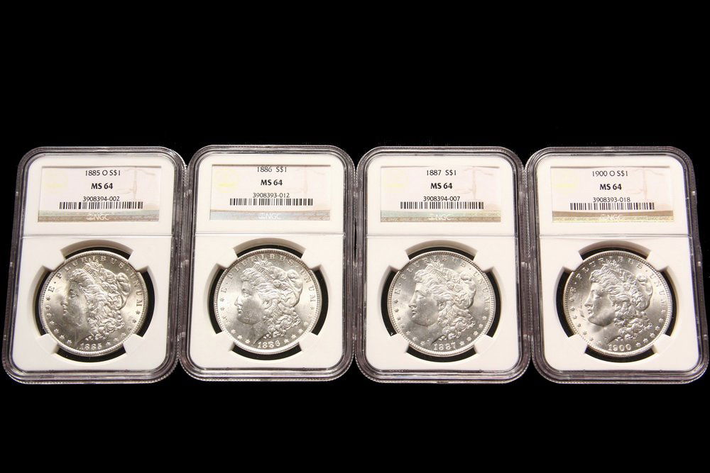COINS - (4) Morgan Dollars. All NGC MS 64: (1) 1900-O; (1 of 2)