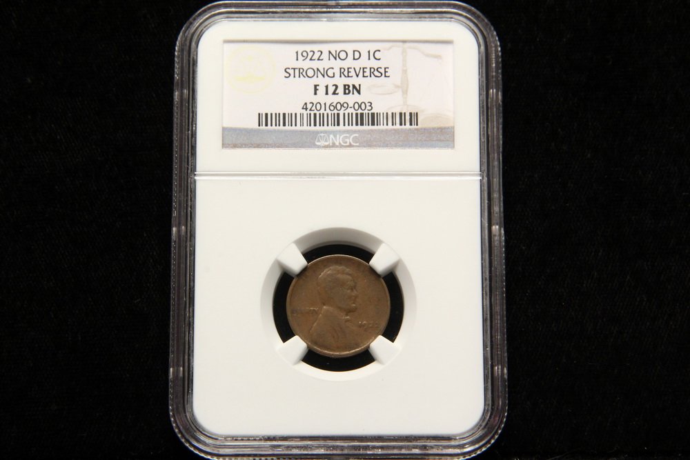 COIN - (1) 1922 Lincoln Cent, NGC F12 BN, Strong Rev. (1 of 3)
