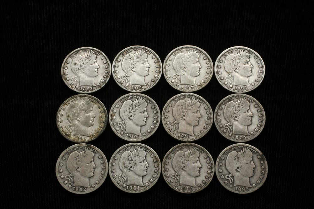 COINS - Lot of (12) Barber Quarters include: (1) 1897, (1 of 2)
