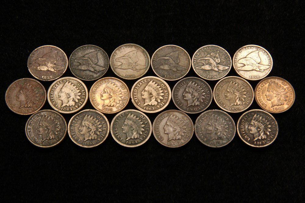 COINS - (19) Flying Eagle and Indian Head Cents. G-AU. (1 of 2)