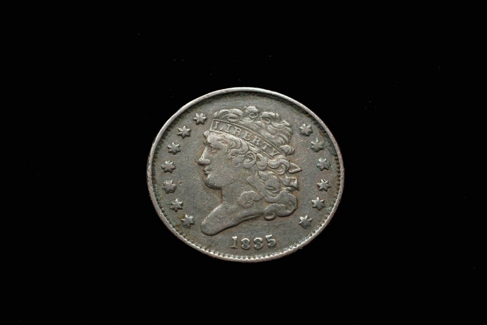 COIN - (1) 1835 Classic Head Half Cent, VF. (1 of 2)