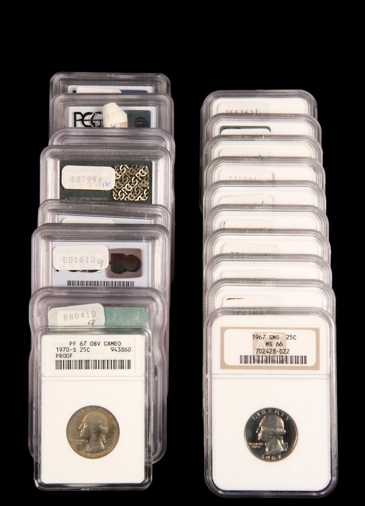 COINS - (25) Washington Quarters and Roosevelt Dimes: (1 of 1)