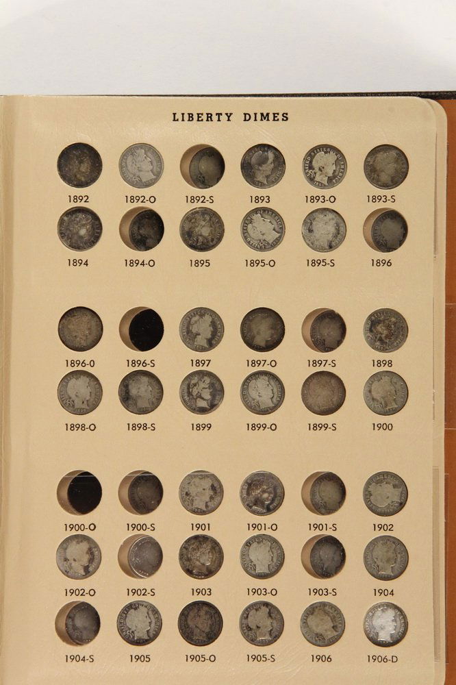 COINS - Book of Liberty Barber Dimes, many key dates, (1 of 5)