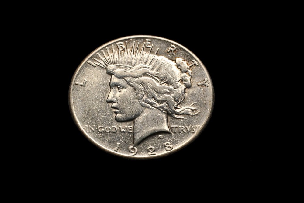 COIN - (1) 1928 Peace Dollar. Fine condition, cleaned. (1 of 2)