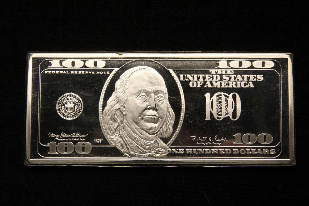 SILVER BAR - (1) .999 Silver Bar, One Troy Pound shaped (1 of 2)