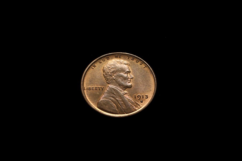 COIN - (1) 1913-S Lincoln Cent, R & B. Unc. (1 of 2)