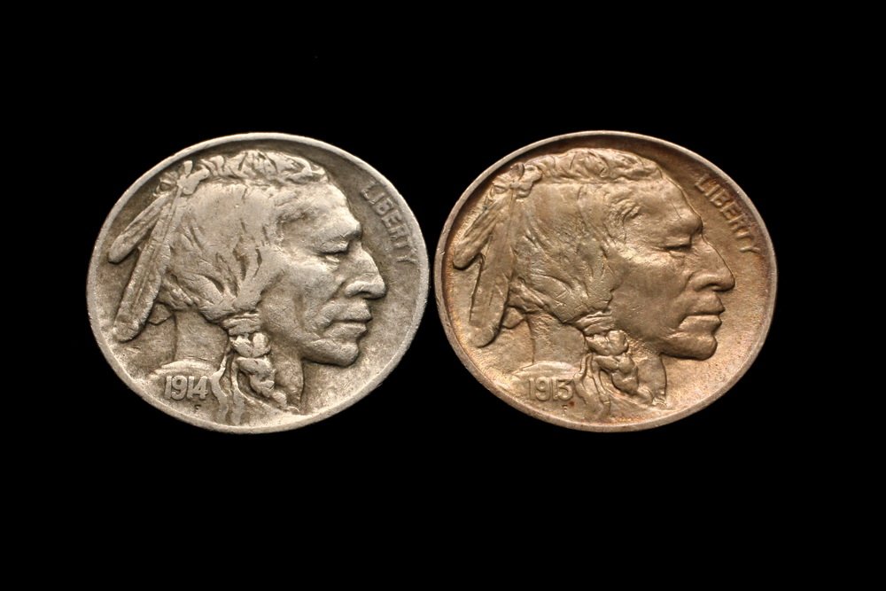 COINS - (2) Buffalo Nickels, includes: (1) 1913 Type 2, (1 of 2)