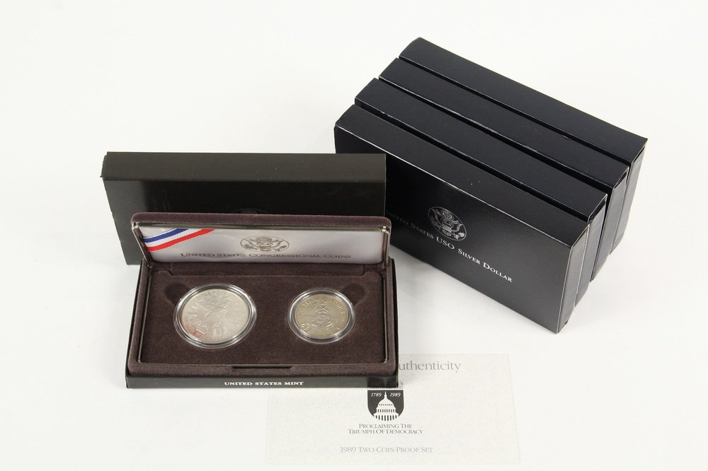 COINS - (5) US Commemorative Silver Dollars, all (1 of 1)