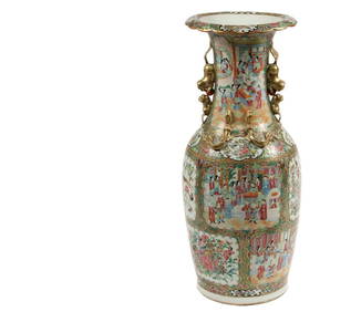 CHINESE PORCELAIN TEMPLE VASE - Rose Medallion Baluster (1 of 10)