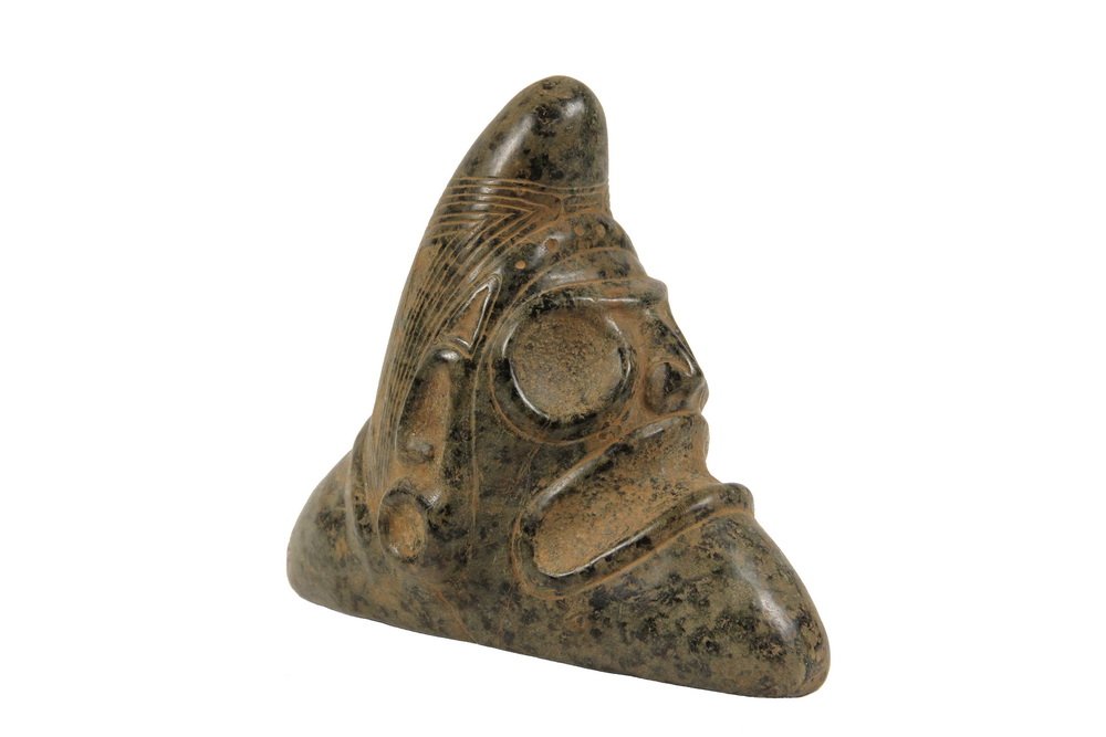 PRE-COLUMBIAN STONE ARTIFACT - Taino People, Classic: PRE-COLUMBIAN STONE ARTIFACT - Taino People, Classic Period (c.1000-1500 AD), Puerto Rico. Fine example of a Zemi or Trigonolith, a form unique to the Taino representing the God Yucahu, the supreme ma