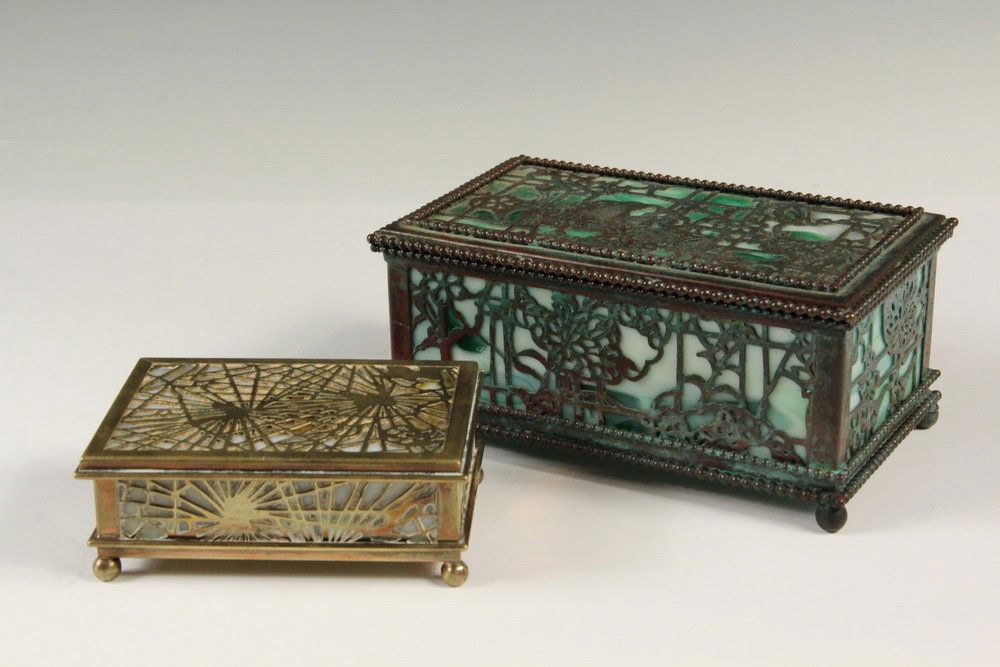 (2) TIFFANY STUDIOS DESK BOXES - Both circa 1900-1910, (1 of 6)