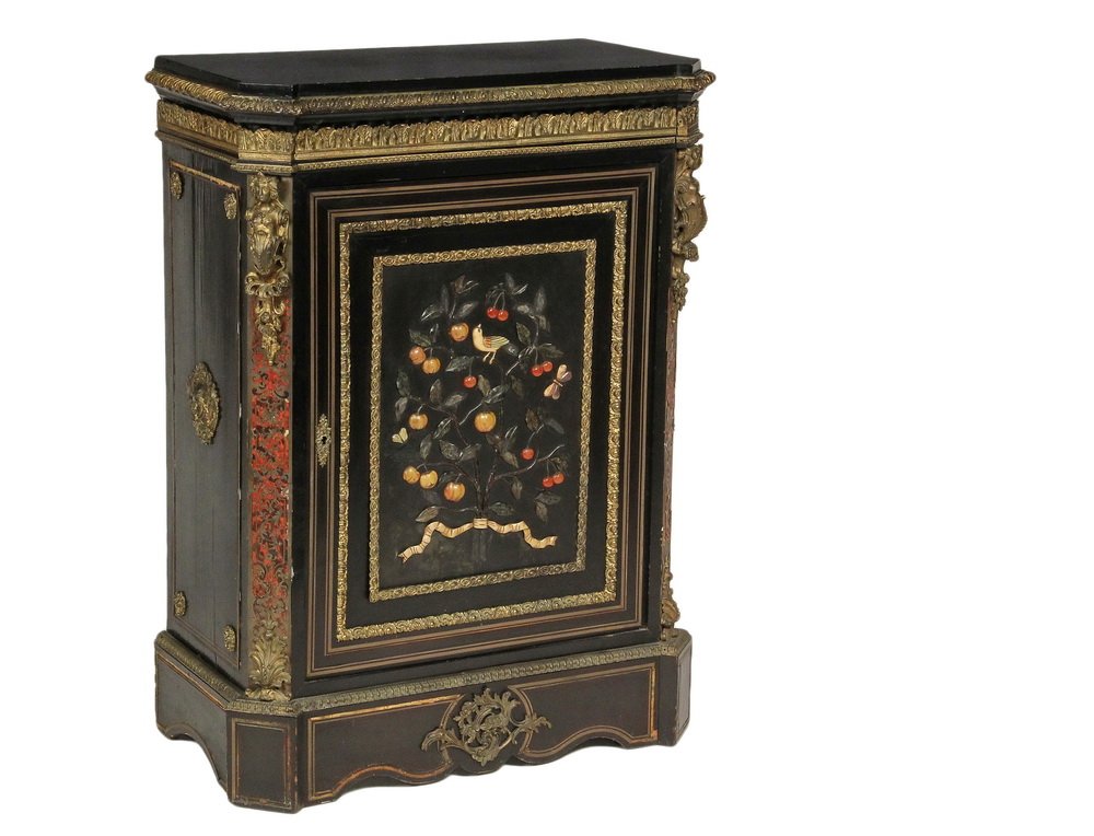19TH C SIDE CABINET - Ebonized with metal mounts, (1 of 5)