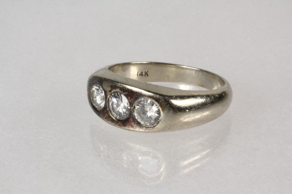 GENT'S RING - 14K White Gold Ring and Round Diamonds (1 of 1)