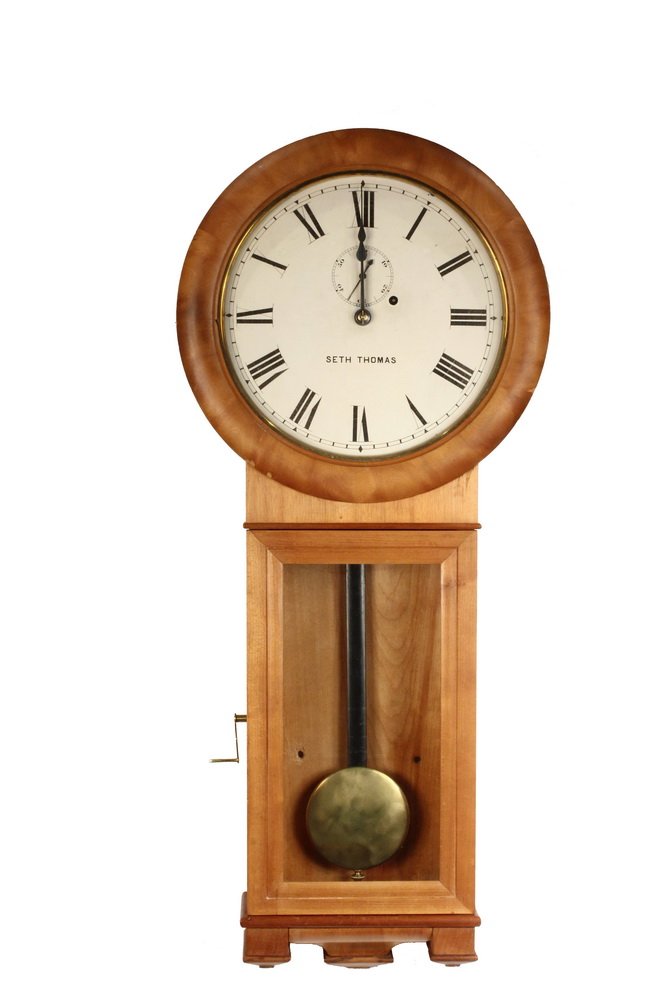 WALL CLOCK - Seth Thomas No 2 Regulator, in cherry, (1 of 4)