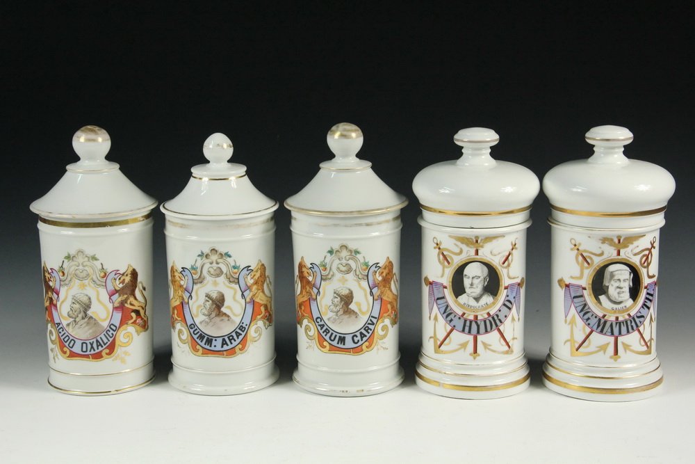 (5) APOTHECARY JARS - 'Portrait' Jars, in groups of two (1 of 2)